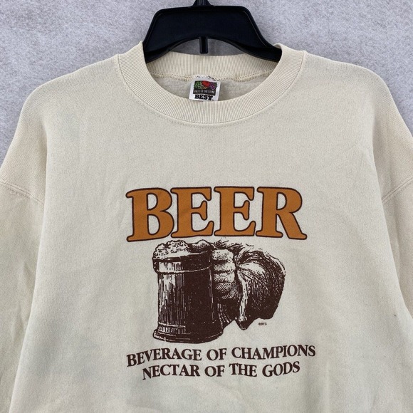 Vintage Fruit of the Loom Sweatshirt Mens MEDIUM Beer Necter of the Gods - Picture 3 of 10